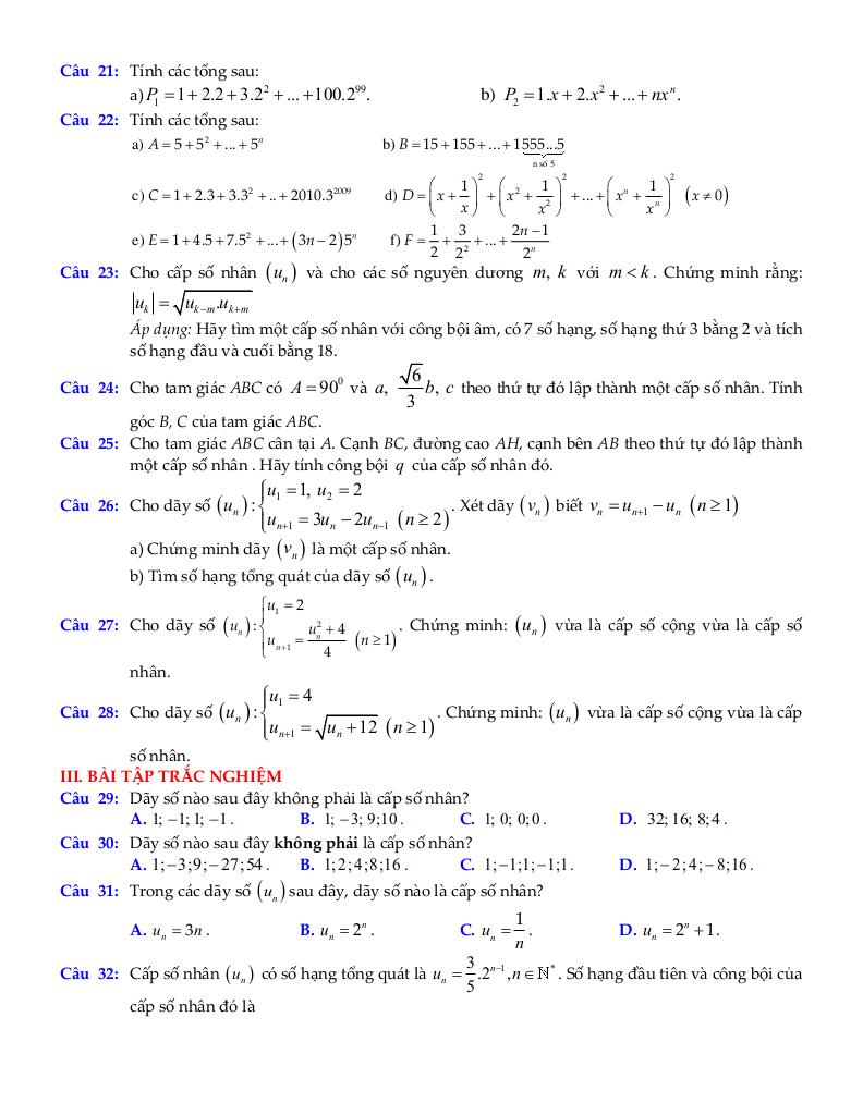 chuyên đề cấp số nhân môn toán 11 định hướng cấu trúc mới 3