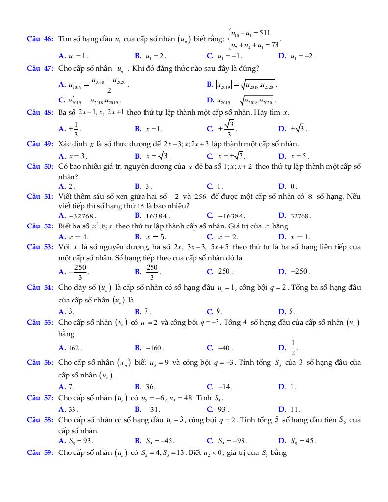 chuyên đề cấp số nhân môn toán 11 định hướng cấu trúc mới 5