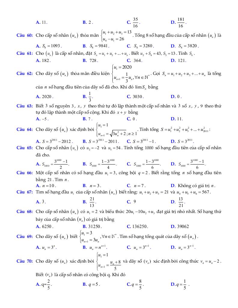 chuyên đề cấp số nhân môn toán 11 định hướng cấu trúc mới 6