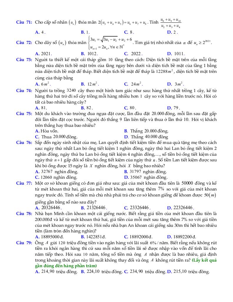 chuyên đề cấp số nhân môn toán 11 định hướng cấu trúc mới 7