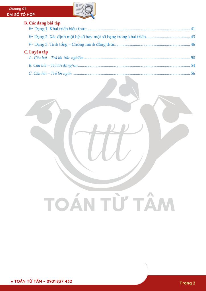 chuyên đề đại số tổ hợp toán 10 2