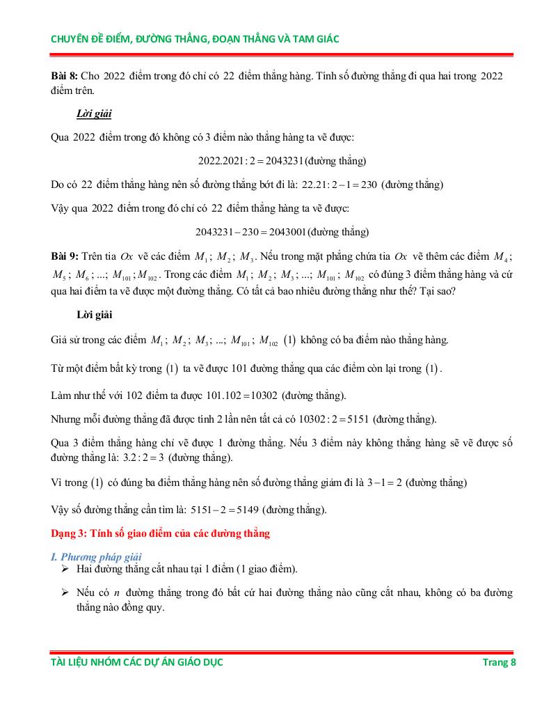 chuyên đề điểm, đường thẳng, đoạn thẳng và tam giác ôn thi học sinh giỏi toán 6 7