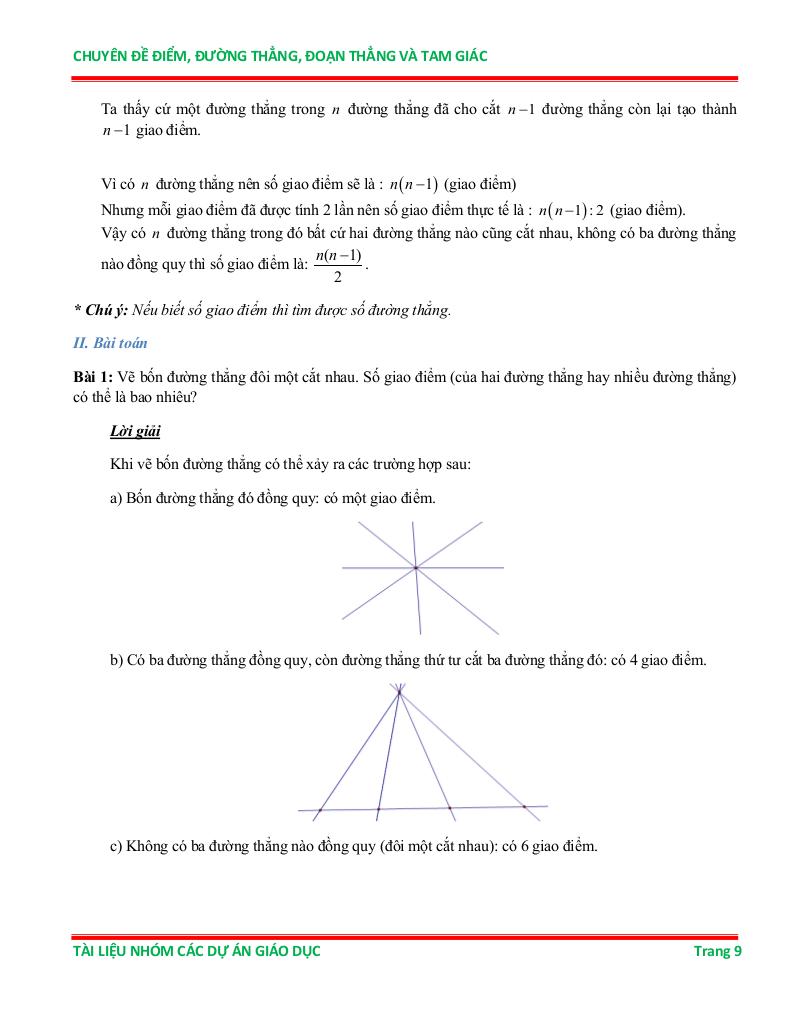 chuyên đề điểm, đường thẳng, đoạn thẳng và tam giác ôn thi học sinh giỏi toán 6 8
