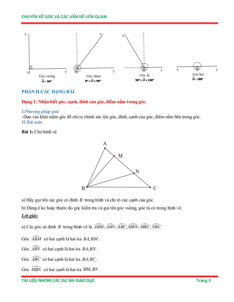 chuyên đề góc và các vấn đề liên quan ôn thi học sinh giỏi toán 6 2
