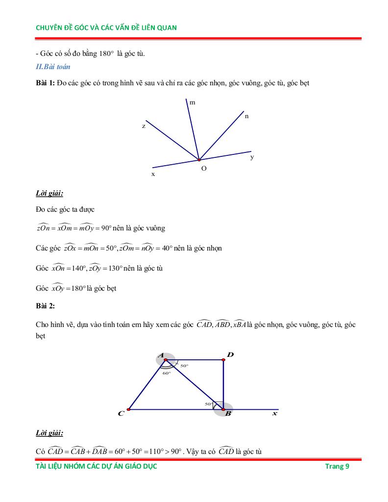 chuyên đề góc và các vấn đề liên quan ôn thi học sinh giỏi toán 6 8