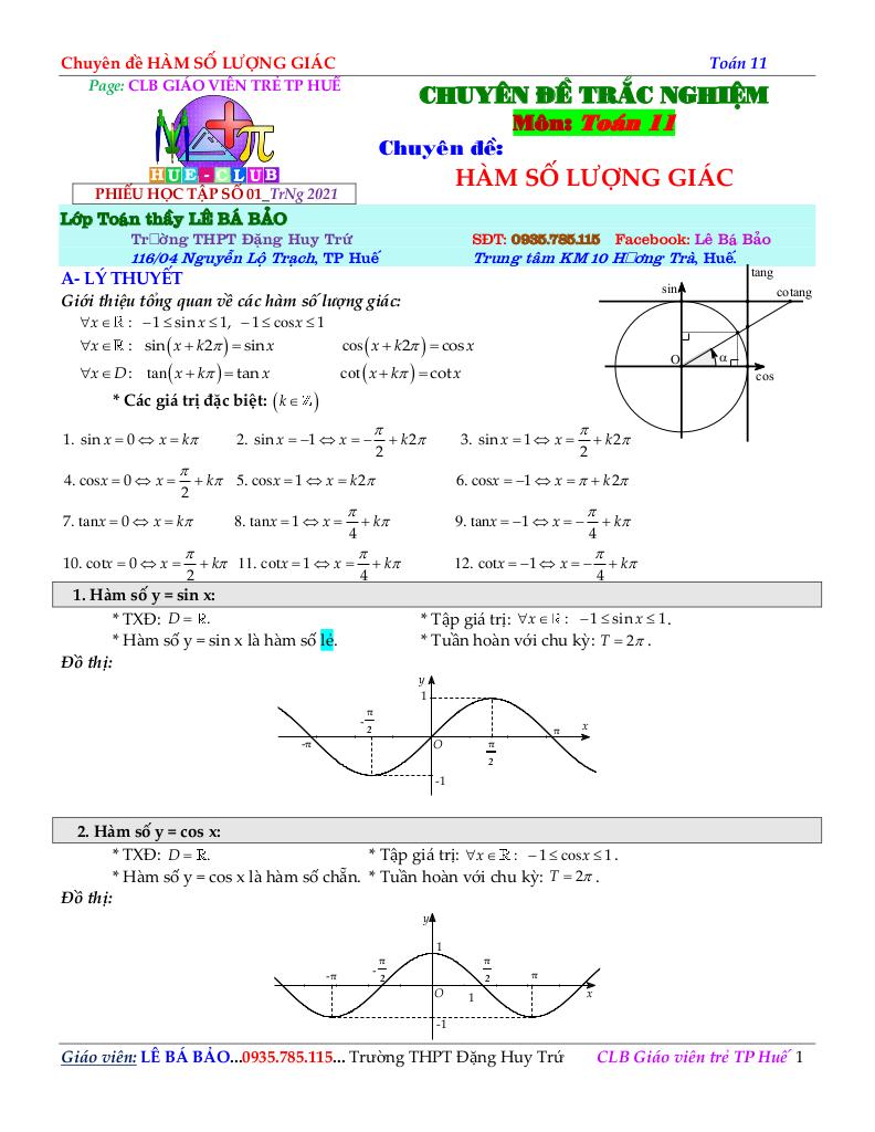 chuyên đề hàm số lượng giác môn toán 11 định hướng cấu trúc mới 1