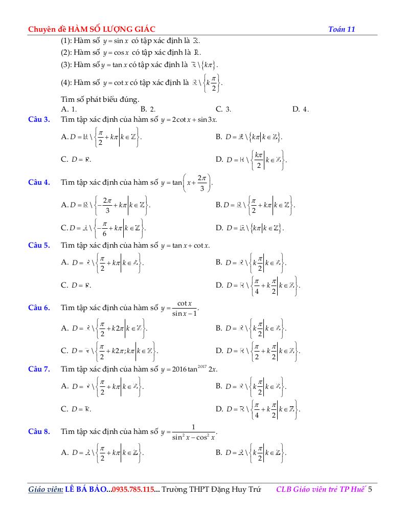 chuyên đề hàm số lượng giác môn toán 11 định hướng cấu trúc mới 5