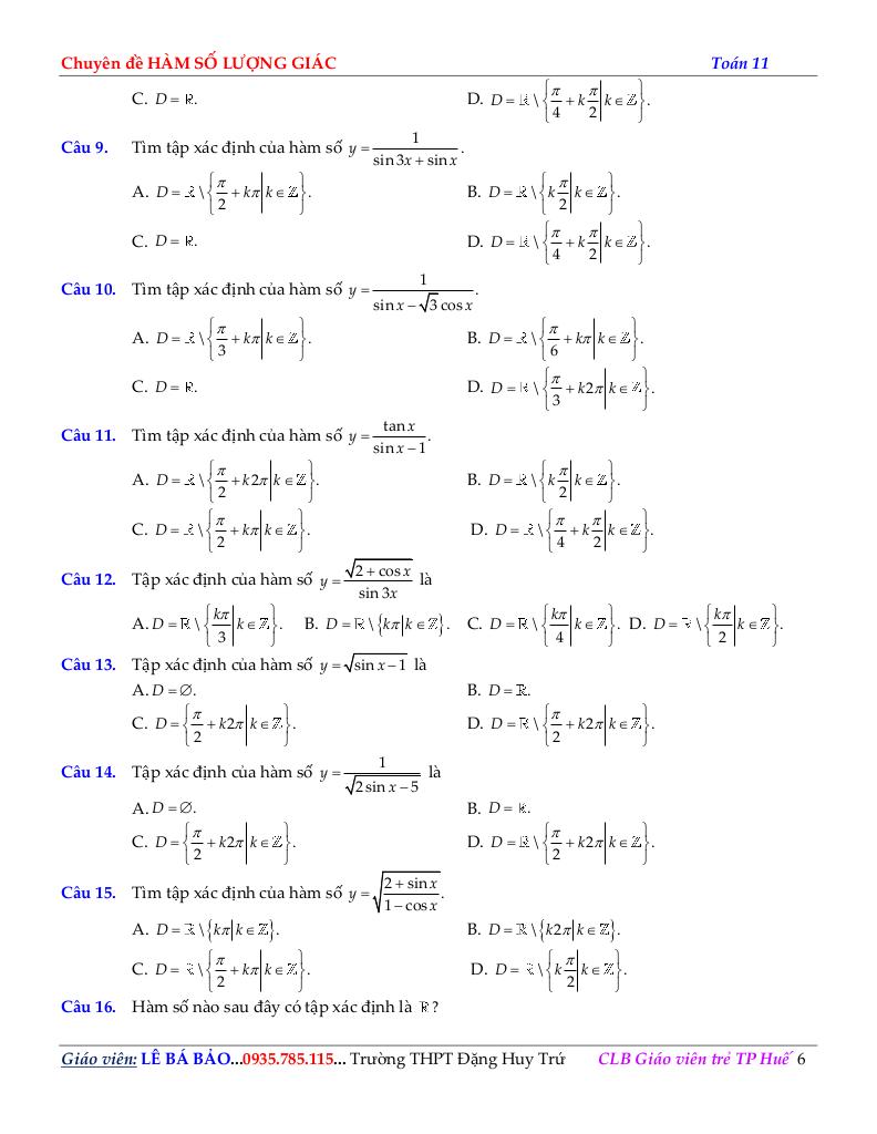 chuyên đề hàm số lượng giác môn toán 11 định hướng cấu trúc mới 6