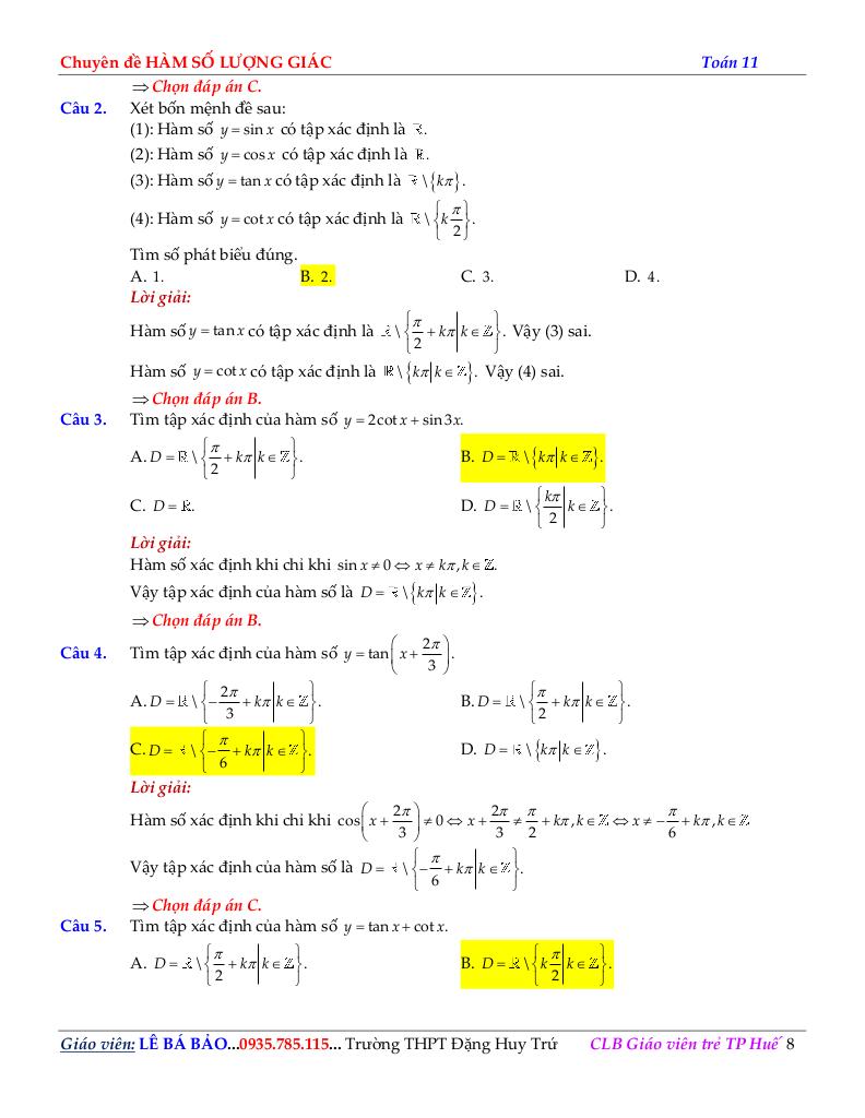 chuyên đề hàm số lượng giác môn toán 11 định hướng cấu trúc mới 8