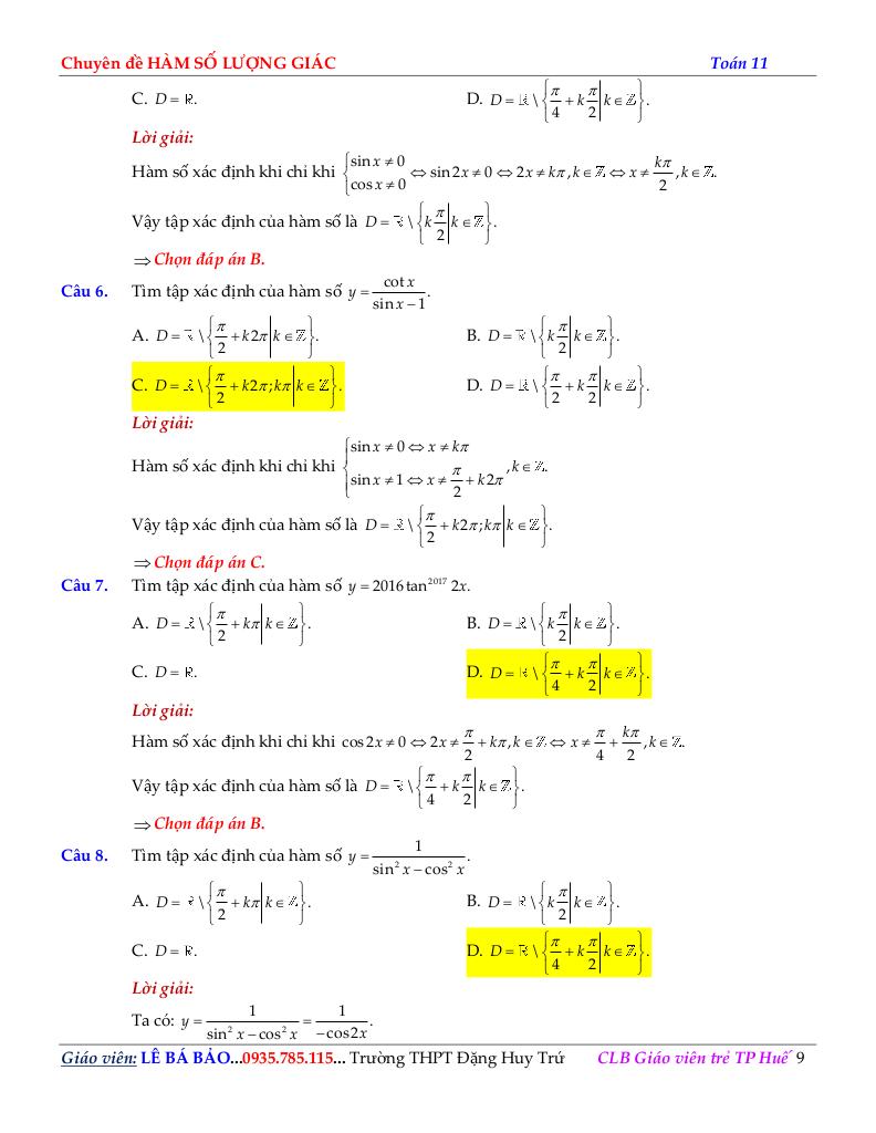 chuyên đề hàm số lượng giác môn toán 11 định hướng cấu trúc mới 9