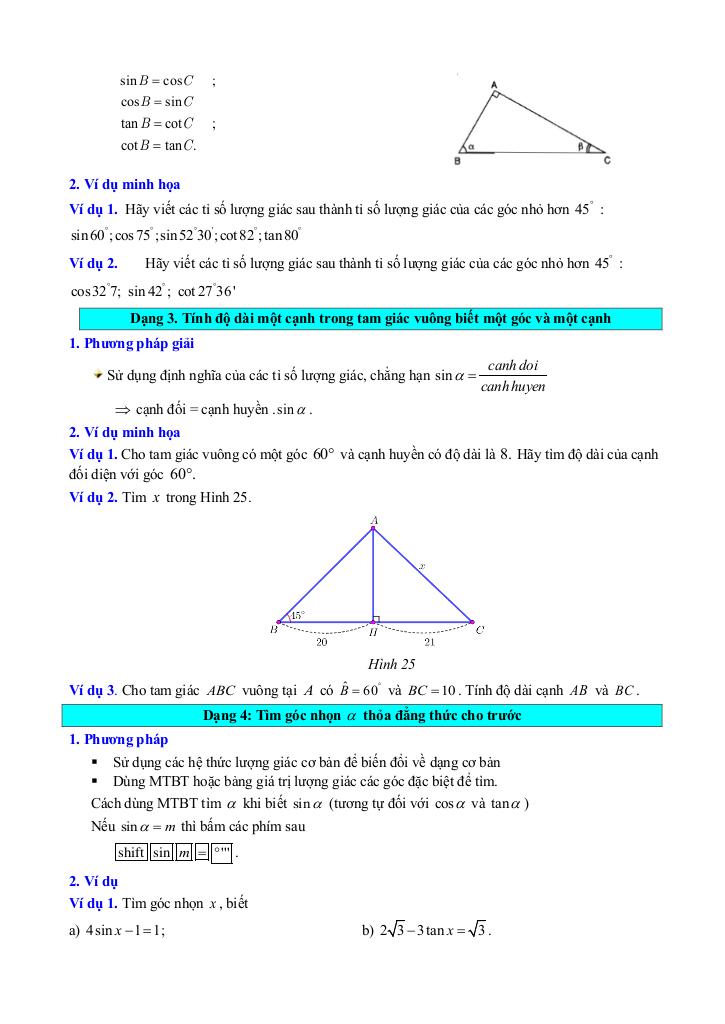 chuyên đề hệ thức lượng trong tam giác vuông toán 9 knttvcs 4