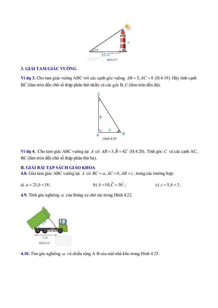 chuyên đề hệ thức lượng trong tam giác vuông toán 9 knttvcs 8