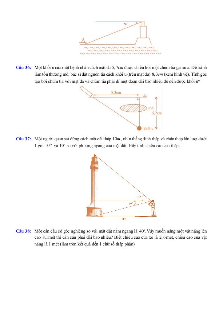 chuyên đề hệ thức lượng trong tam giác vuông và ứng dụng tỉ số lượng giác 7