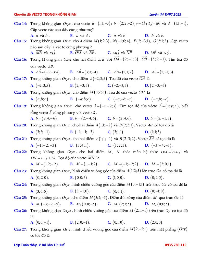 chuyên đề hệ trục tọa độ trong không gian toán 12 định hướng cấu trúc mới 3