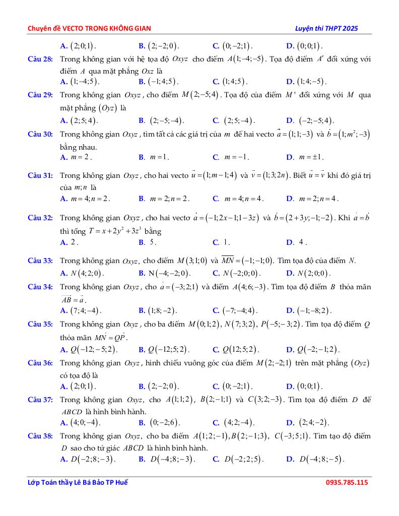 chuyên đề hệ trục tọa độ trong không gian toán 12 định hướng cấu trúc mới 4