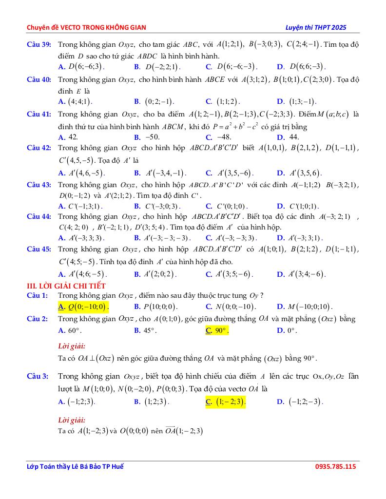 chuyên đề hệ trục tọa độ trong không gian toán 12 định hướng cấu trúc mới 5
