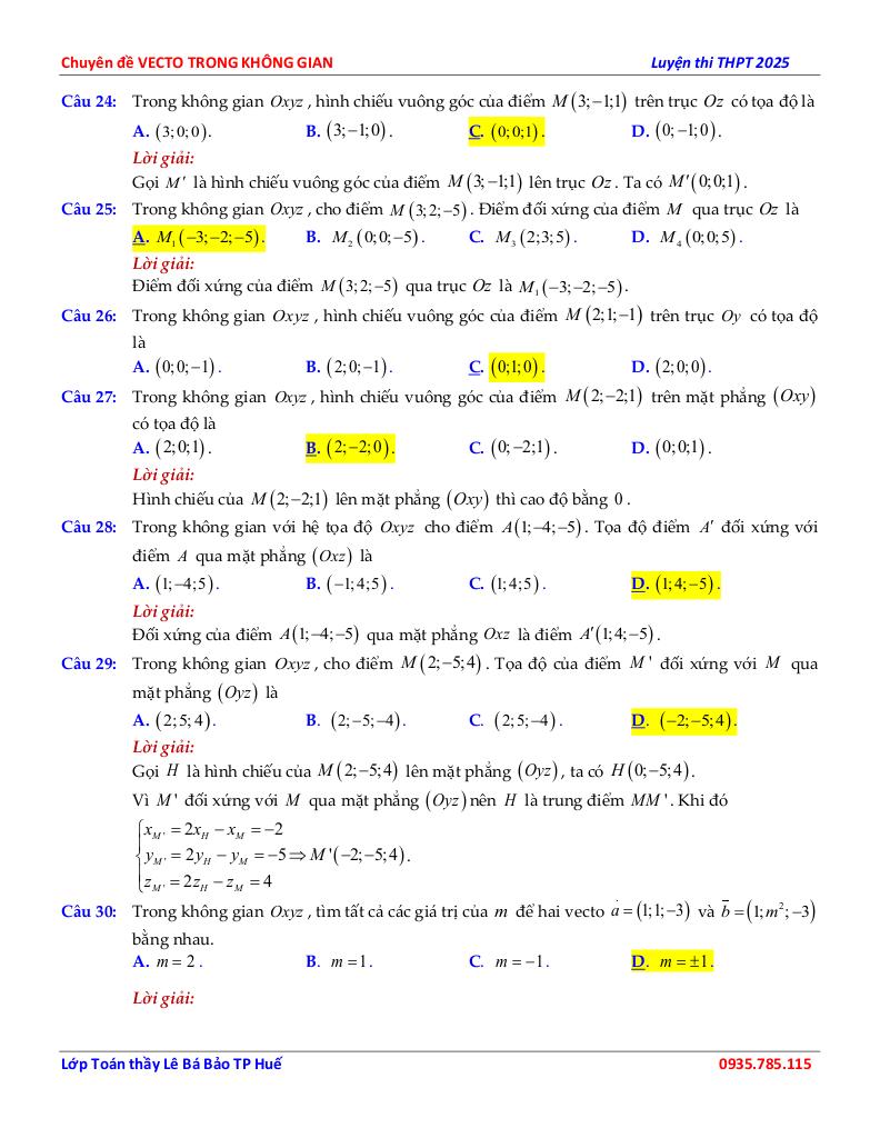 chuyên đề hệ trục tọa độ trong không gian toán 12 định hướng cấu trúc mới 9