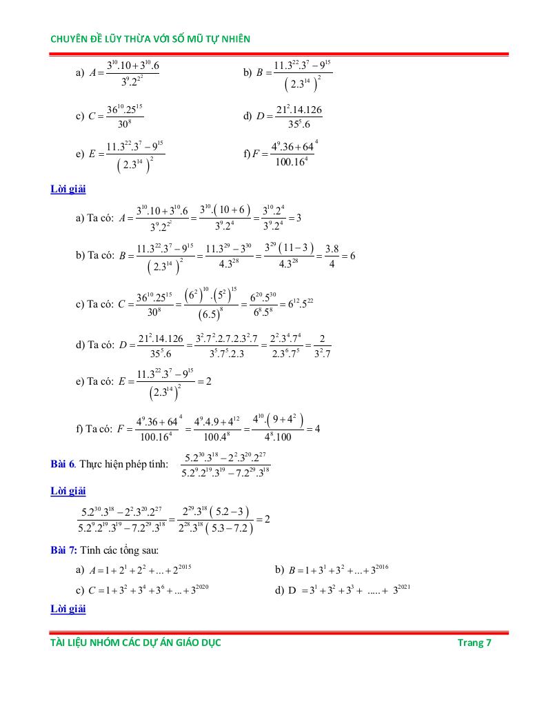 chuyên đề lũy thừa với số mũ tự nhiên ôn thi học sinh giỏi toán 6 6