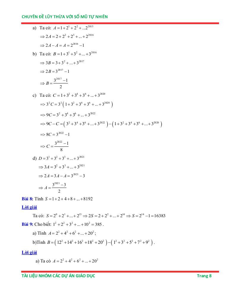 chuyên đề lũy thừa với số mũ tự nhiên ôn thi học sinh giỏi toán 6 7