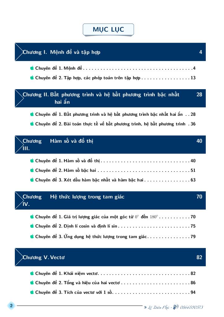 chuyên đề môn toán 10 học kì 1 – lê diên phú 1