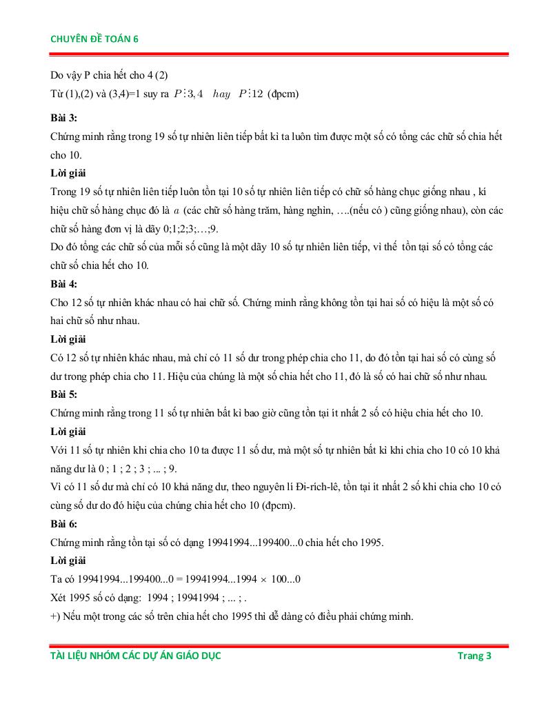 chuyên đề nguyên lí dirichlet ôn thi học sinh giỏi toán 6 2