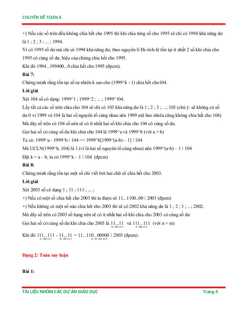 chuyên đề nguyên lí dirichlet ôn thi học sinh giỏi toán 6 3