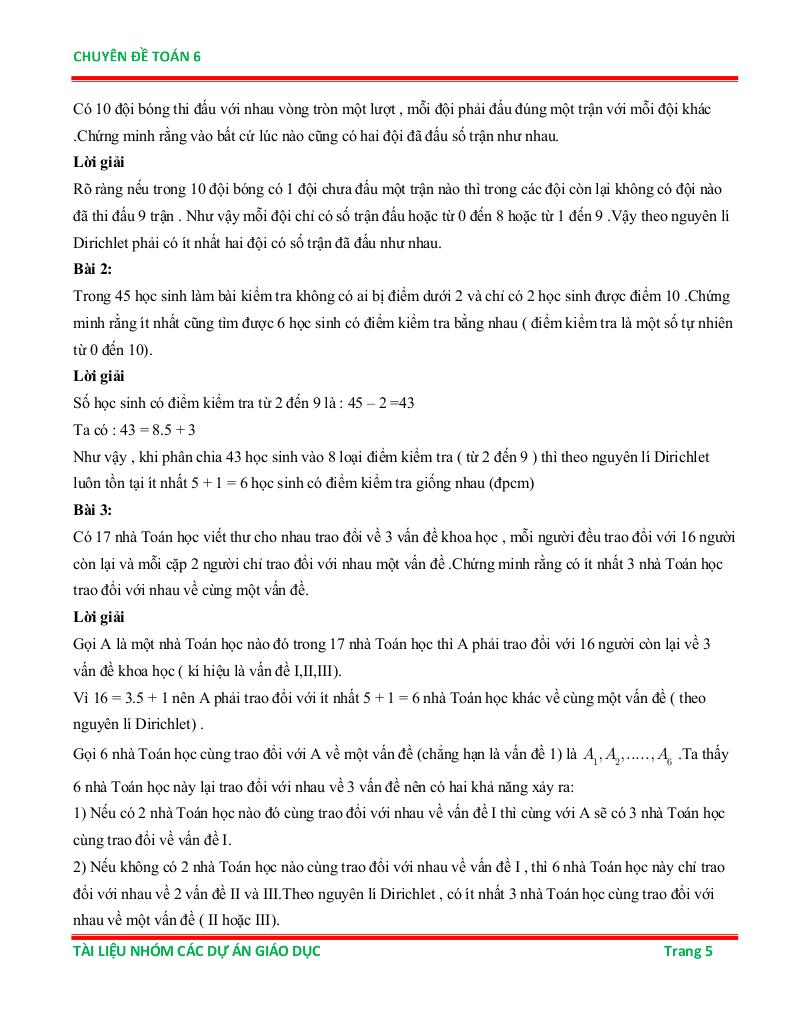 chuyên đề nguyên lí dirichlet ôn thi học sinh giỏi toán 6 4