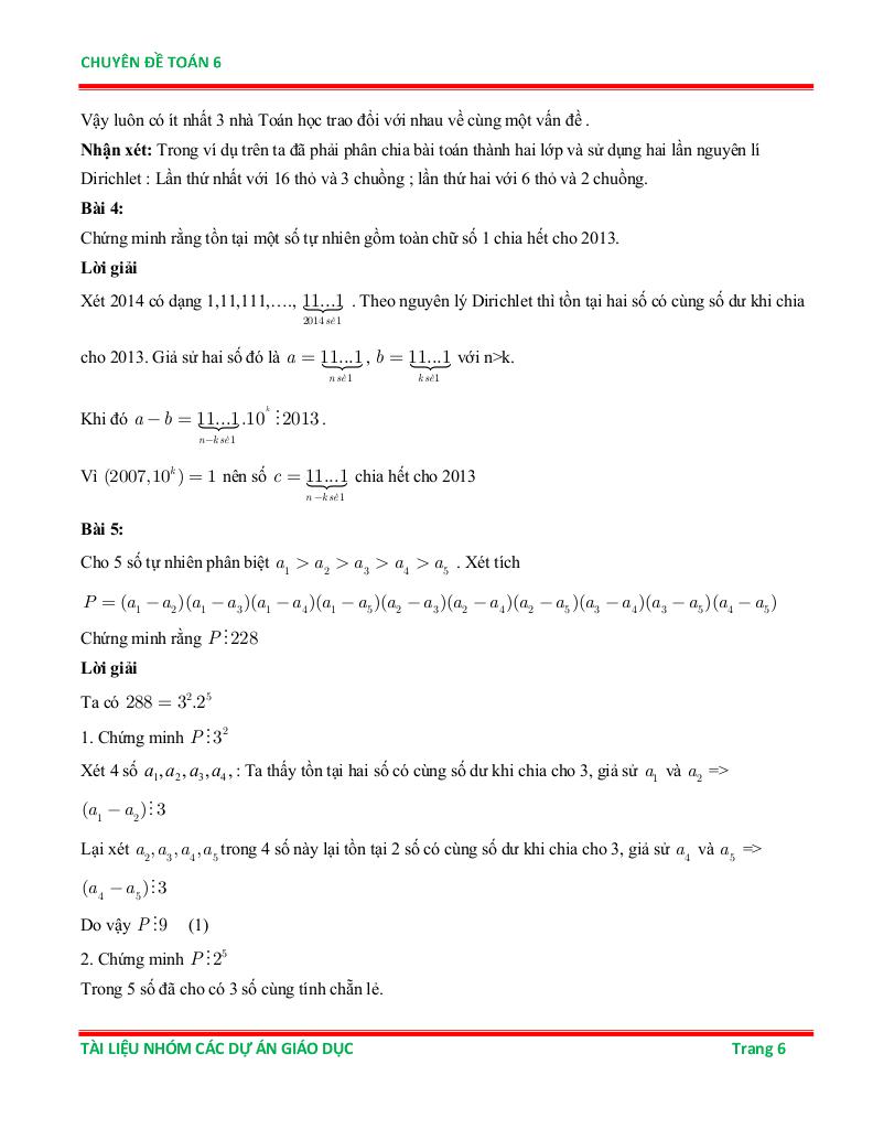 chuyên đề nguyên lí dirichlet ôn thi học sinh giỏi toán 6 5