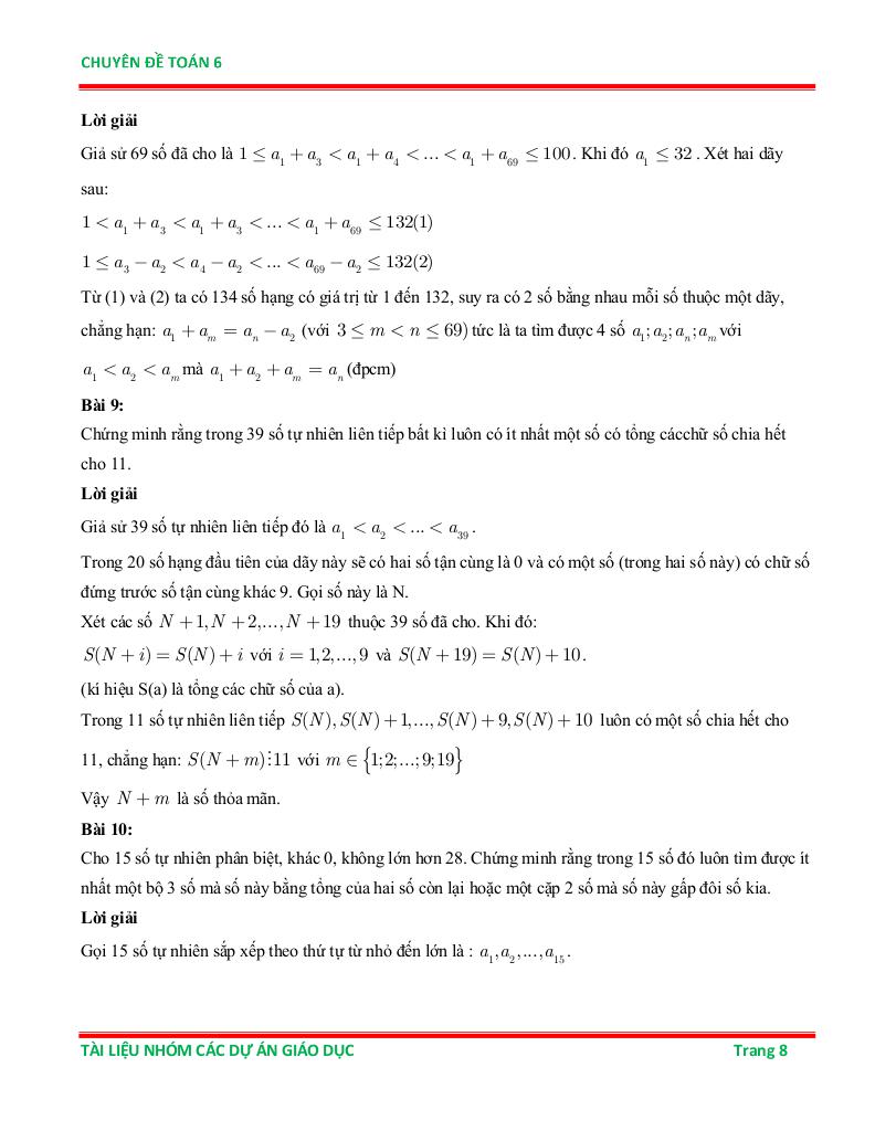 chuyên đề nguyên lí dirichlet ôn thi học sinh giỏi toán 6 7