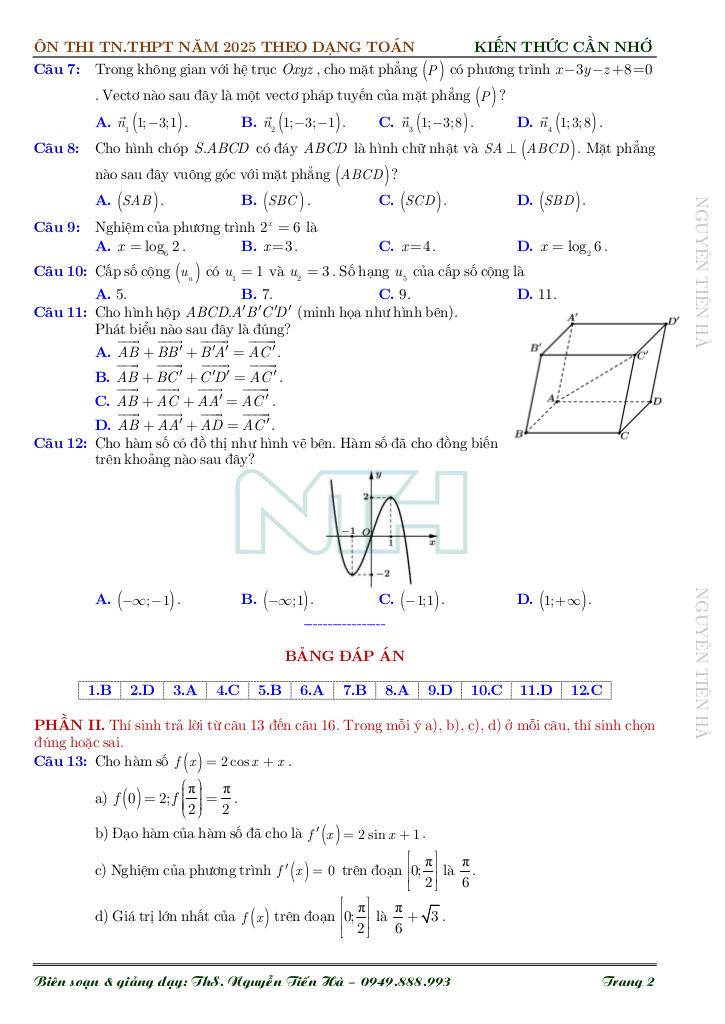 chuyên đề ôn thi tốt nghiệp thpt 2025 môn toán – nguyễn tiến hà 3