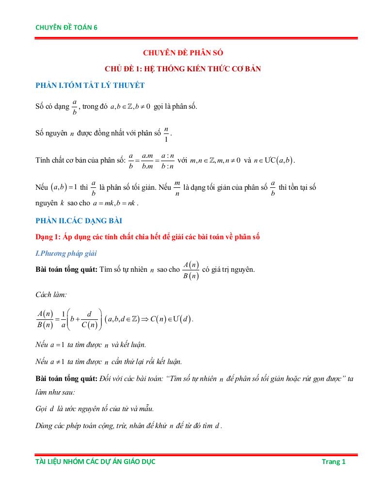 chuyên đề phân số ôn thi học sinh giỏi toán 6 0