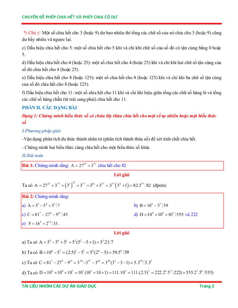 chuyên đề phép chia hết và phép chia có dư ôn thi học sinh giỏi toán 6 1