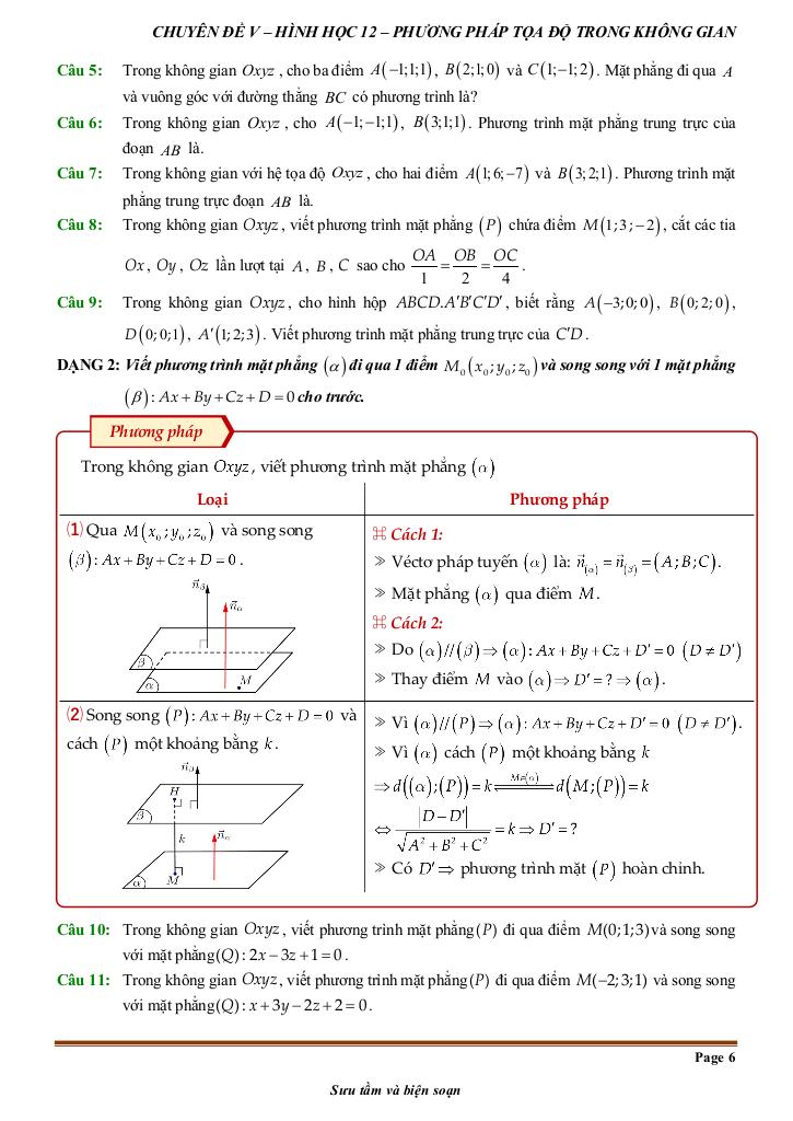 chuyên đề phương pháp tọa độ trong không gian từ cơ bản đến nâng cao 5
