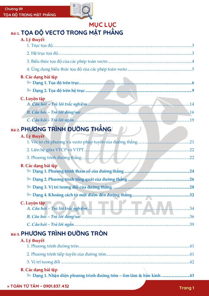 chuyên đề phương pháp tọa độ trong mặt phẳng toán 10 1