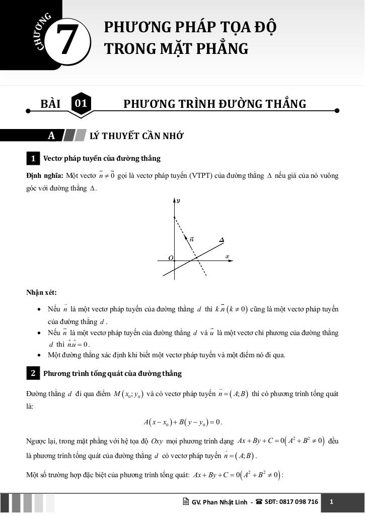 chuyên đề phương pháp tọa độ trong mặt phẳng toán 10 chương trình mới 0