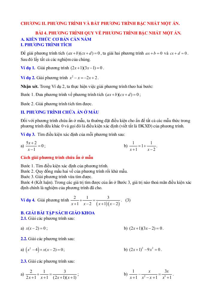 chuyên đề phương trình và bất phương trình bậc nhất một ẩn toán 9 knttvcs 0