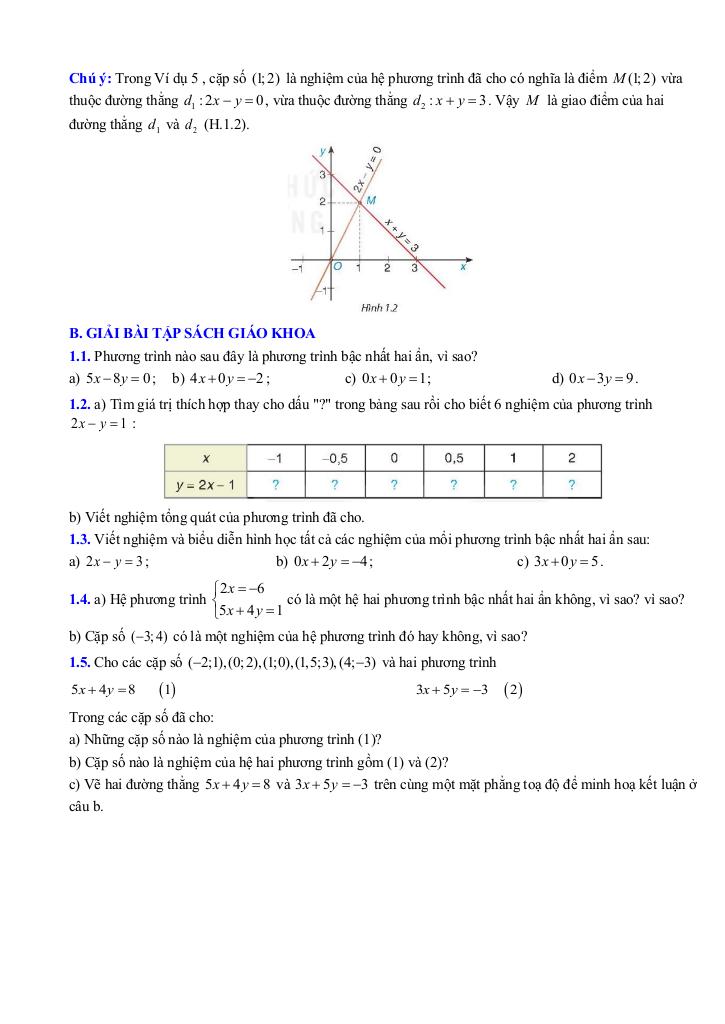chuyên đề phương trình và hệ hai phương trình bậc nhất hai ẩn toán 9 knttvcs 1