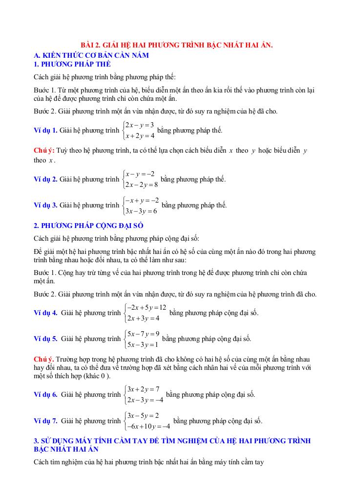 chuyên đề phương trình và hệ hai phương trình bậc nhất hai ẩn toán 9 knttvcs 5