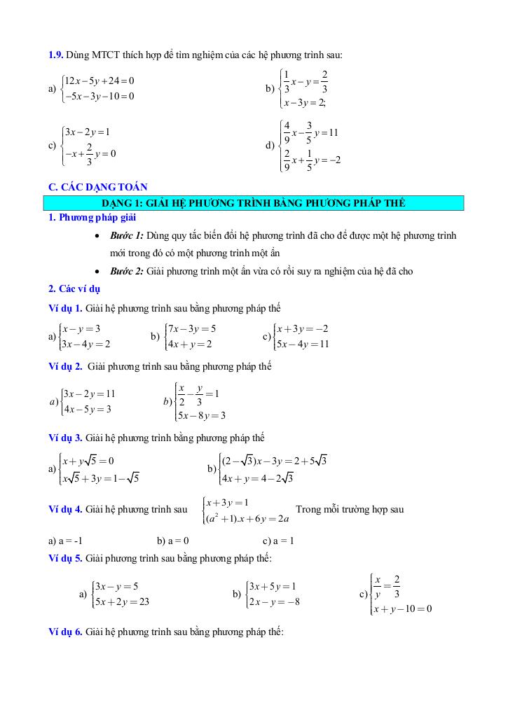 chuyên đề phương trình và hệ hai phương trình bậc nhất hai ẩn toán 9 knttvcs 7