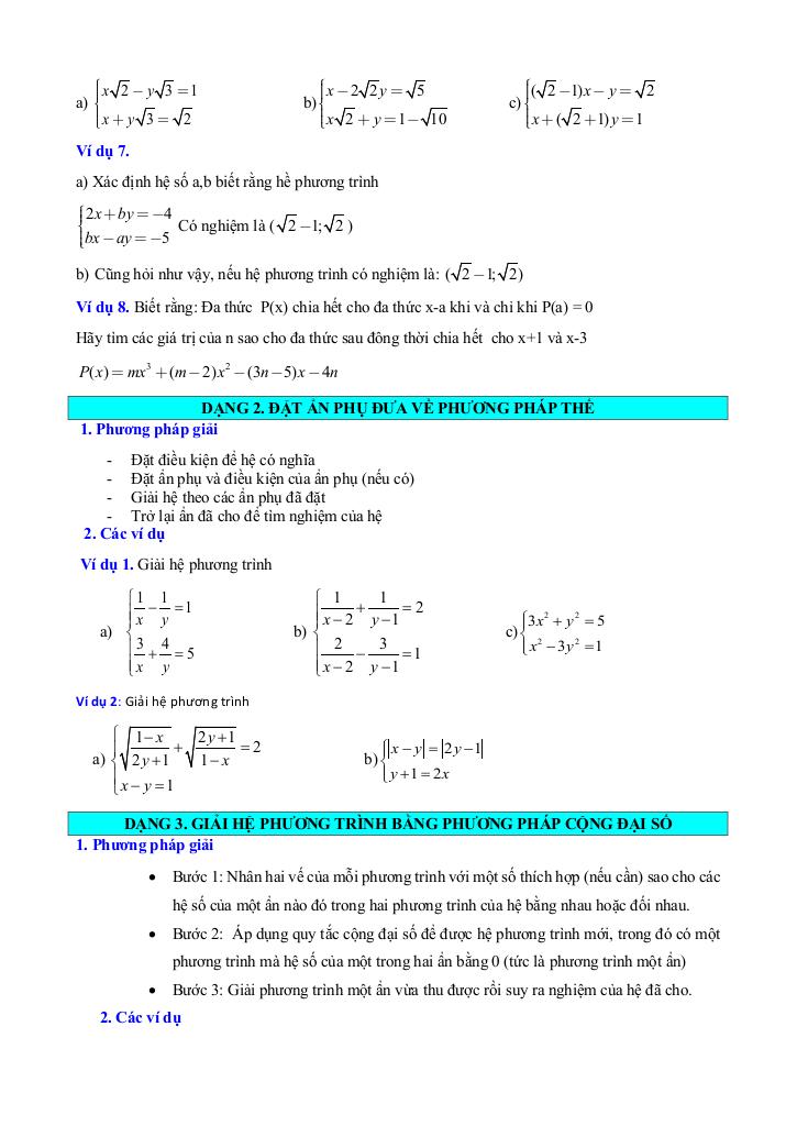chuyên đề phương trình và hệ hai phương trình bậc nhất hai ẩn toán 9 knttvcs 8