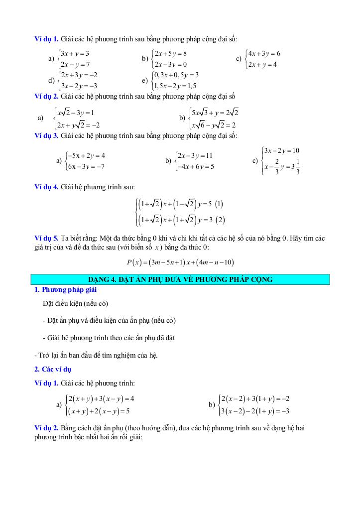 chuyên đề phương trình và hệ hai phương trình bậc nhất hai ẩn toán 9 knttvcs 9