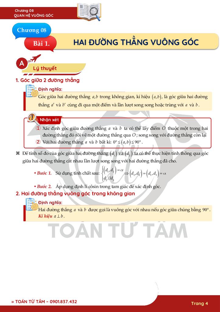 chuyên đề quan hệ vuông góc trong không gian toán 11 4