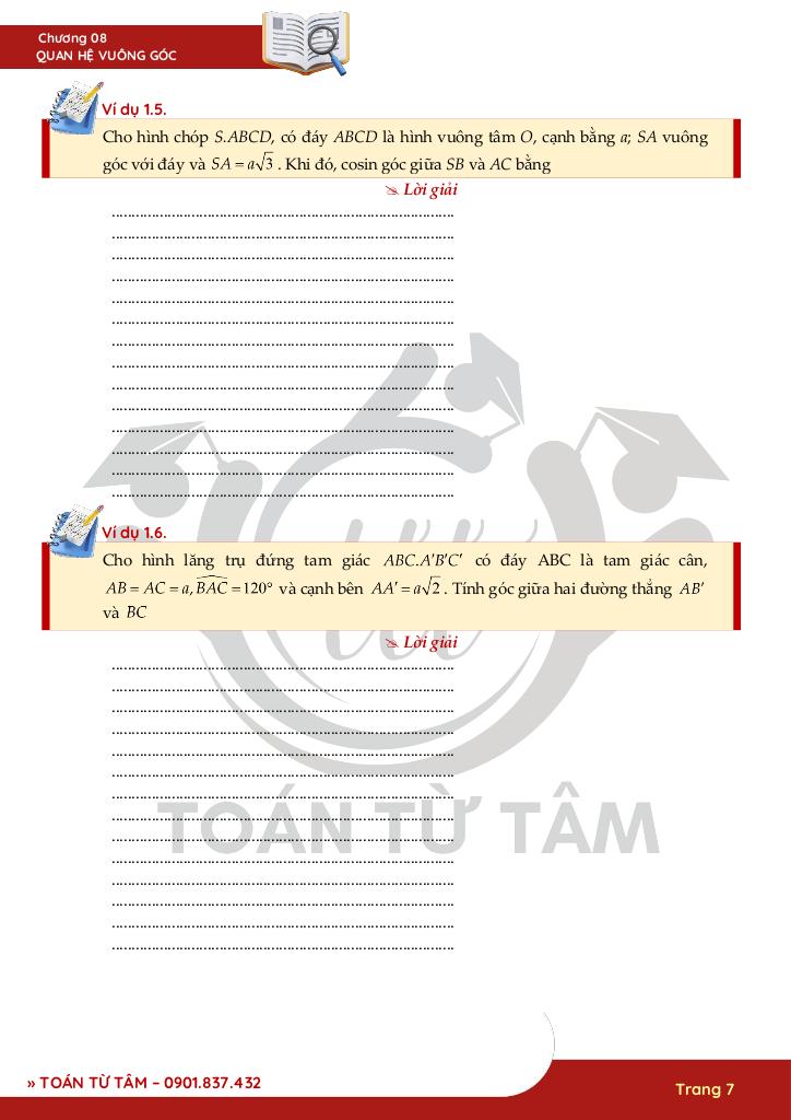 chuyên đề quan hệ vuông góc trong không gian toán 11 7