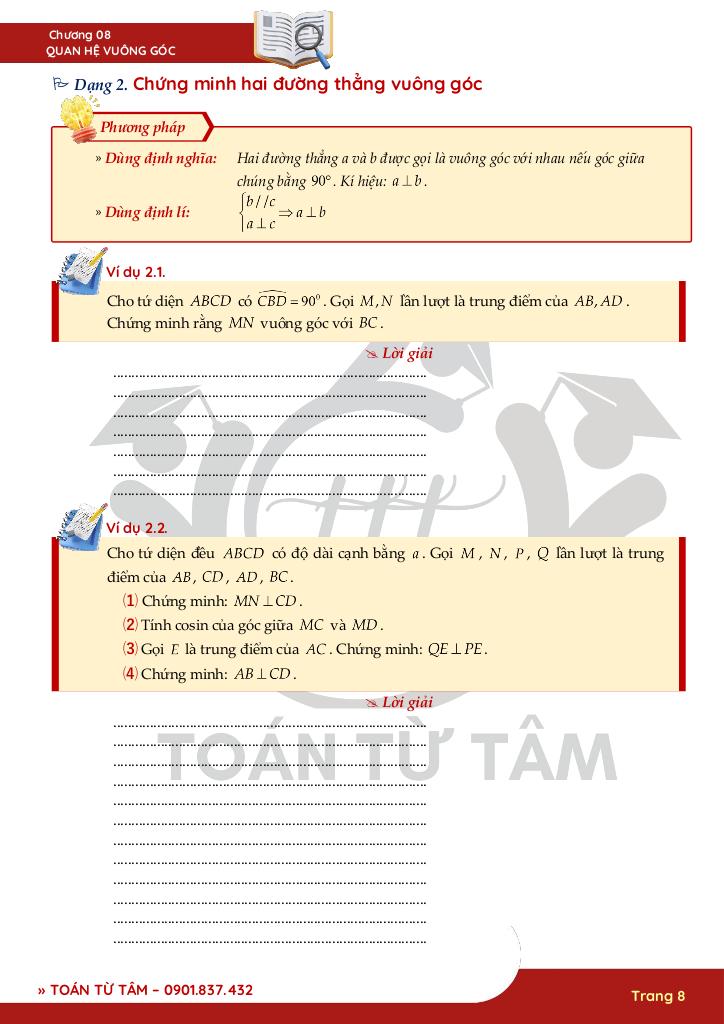 chuyên đề quan hệ vuông góc trong không gian toán 11 8