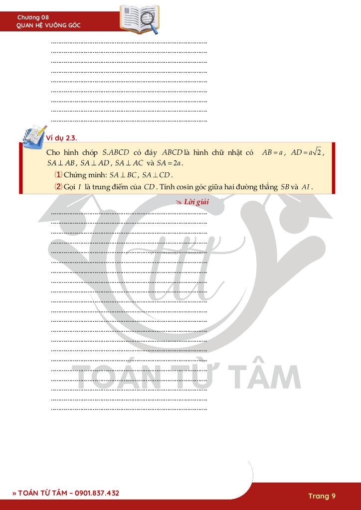 chuyên đề quan hệ vuông góc trong không gian toán 11 9