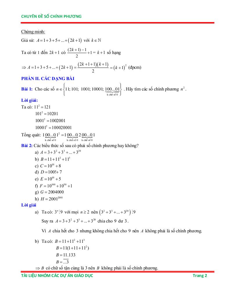 chuyên đề số chính phương ôn thi học sinh giỏi toán 6 1