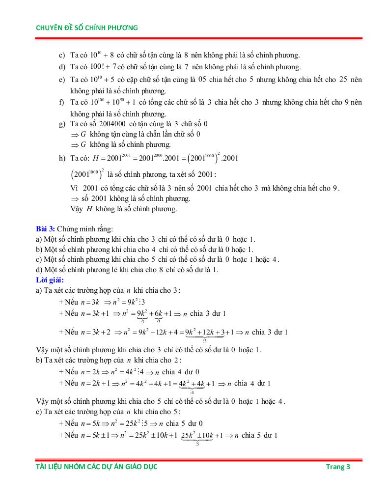 chuyên đề số chính phương ôn thi học sinh giỏi toán 6 2