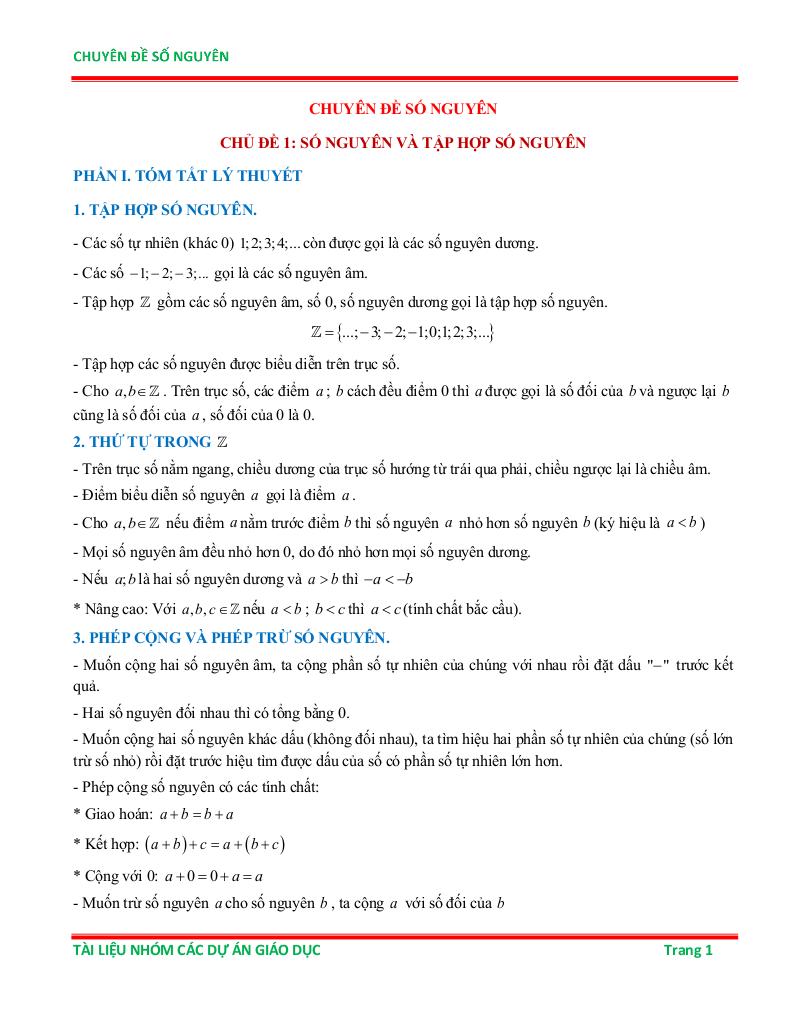 chuyên đề số nguyên ôn thi học sinh giỏi toán 6 0