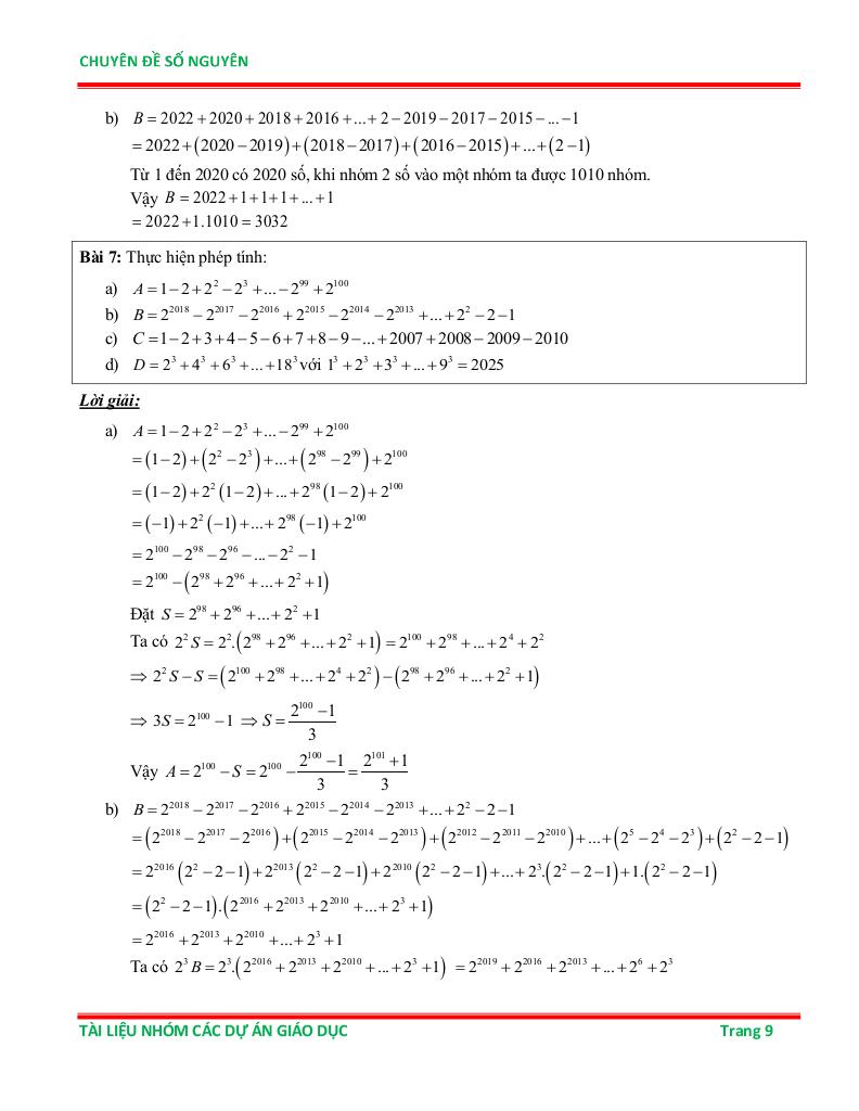 chuyên đề số nguyên ôn thi học sinh giỏi toán 6 8
