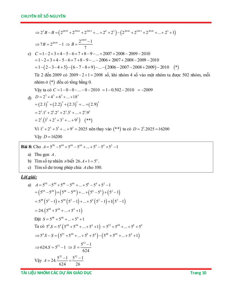 chuyên đề số nguyên ôn thi học sinh giỏi toán 6 9